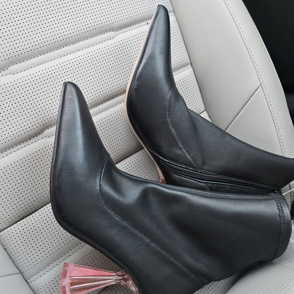 Ted Baker Black Heeled Boots with Pink Accents